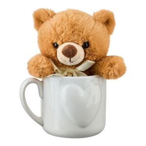 Charming Brown Teddy Bear in Heart Mug